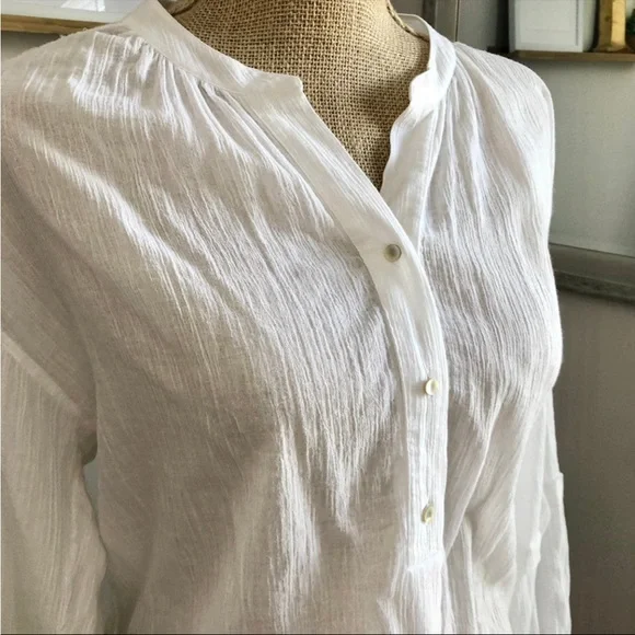 Vince White Crinkle Cotton Blouse - Picture 8 of 13